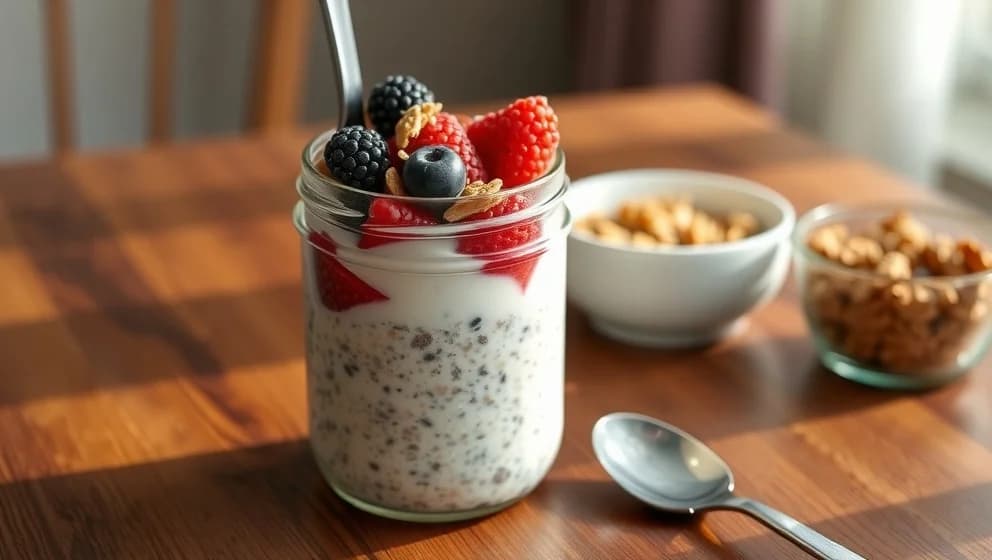 Overnight oats med yoghurt för enkel frukost